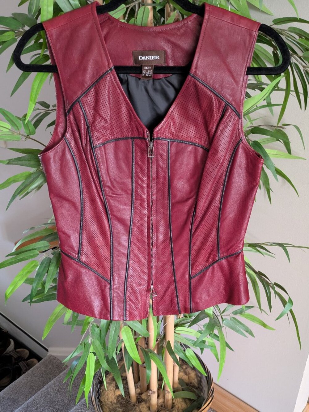 Burgundy leather vest